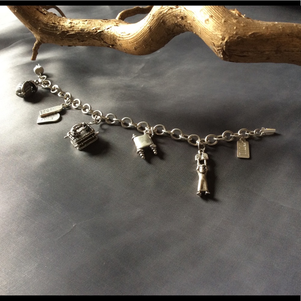 Sterling Silver Charm Bracelet with Bible Charms